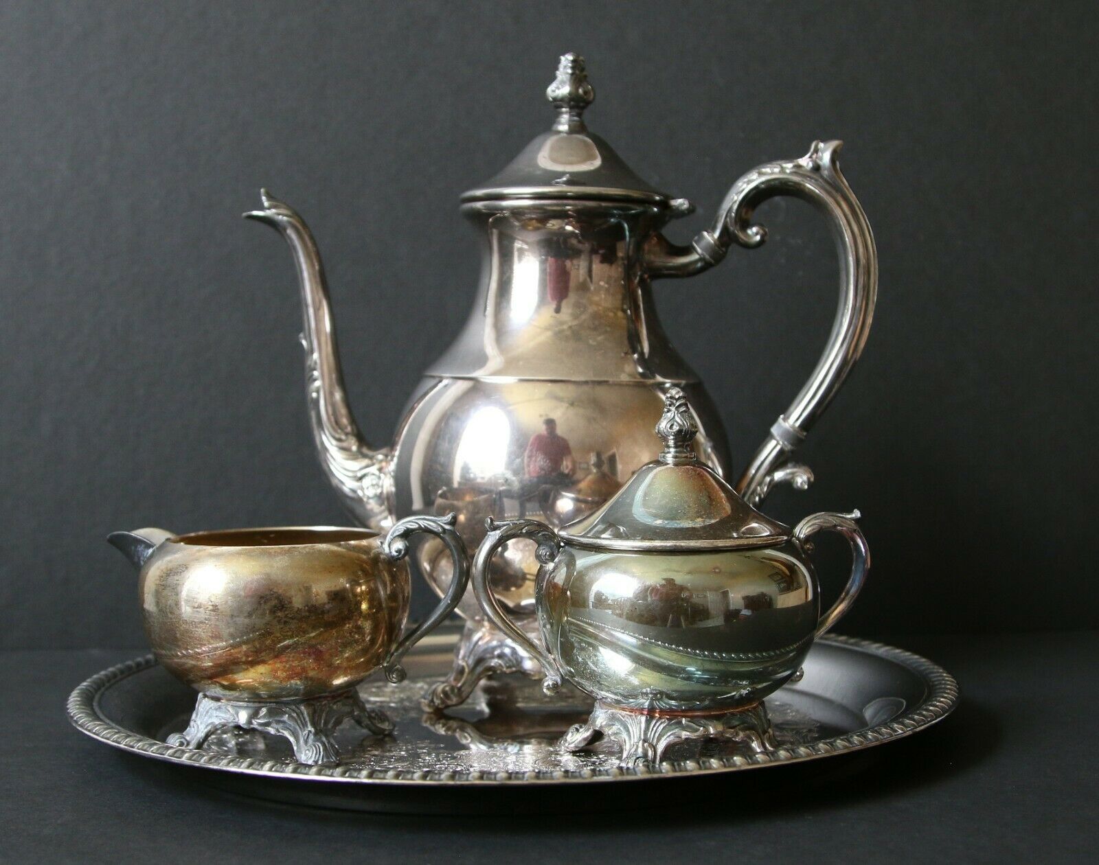 F.b. Rogers Silver Co Silverplate 1883 Tea Set With Tray