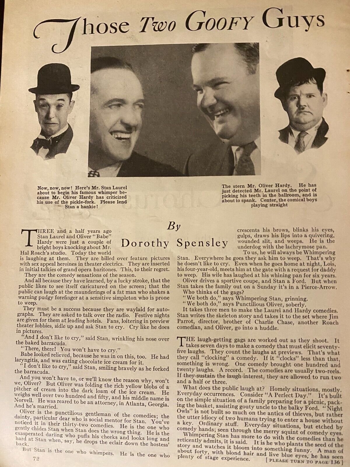 Laurel And Hardy, Two Page Vintage Clipping