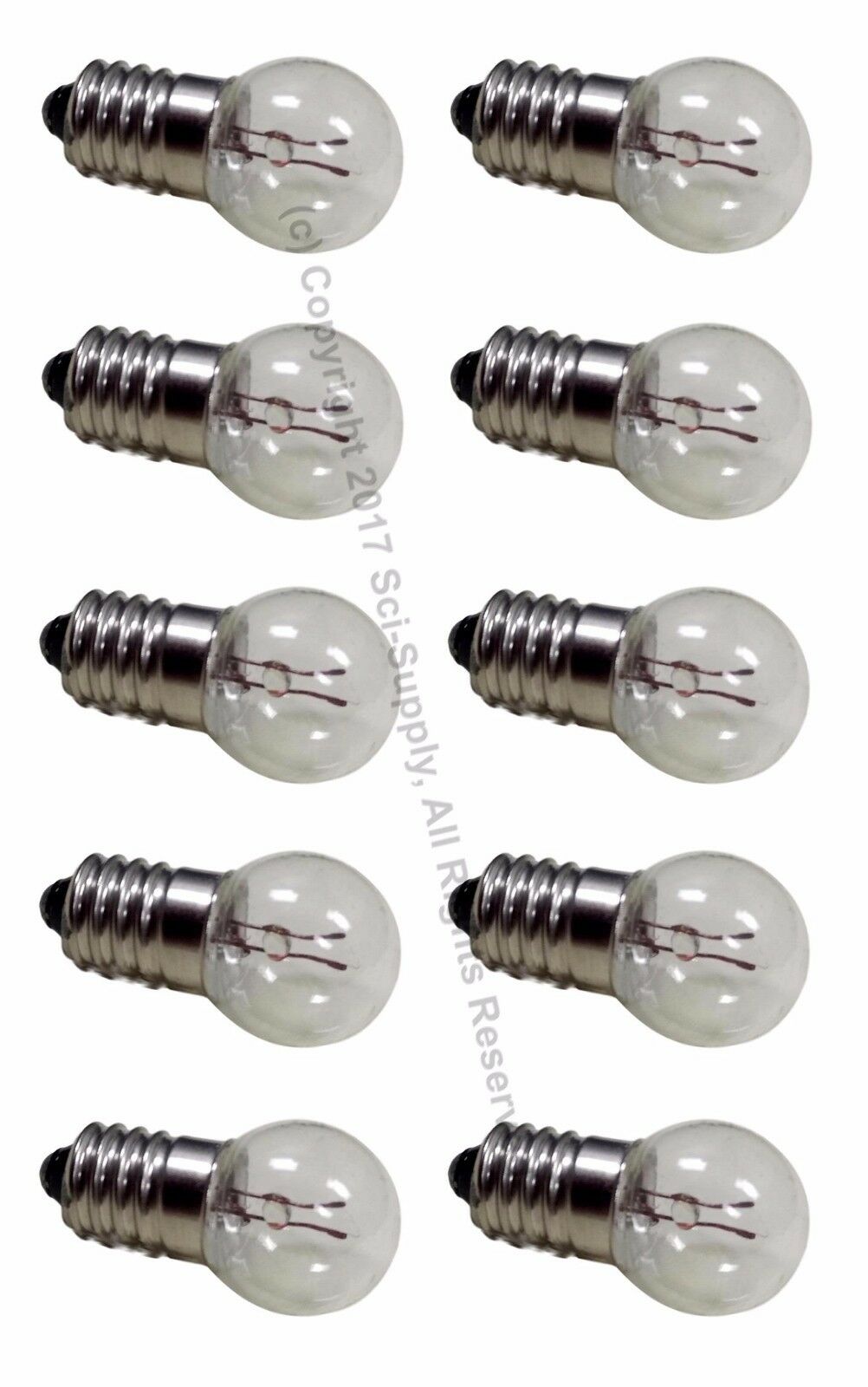 Pack Of 10 E10 Miniature Screw Base Light Bulbs, 1.5v / 0.3a Sci-supply 1.5 Volt